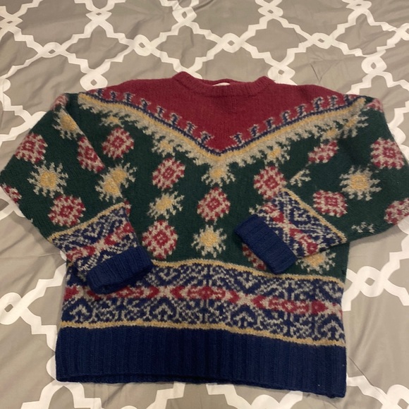 𝅺VINTAGE Pringle Wool Crew Neck Patterned Sweater - Picture 1 of 4